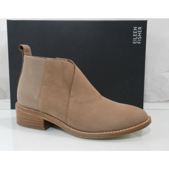Eileen Fisher Rhlan Booties Ankle Boots Tumbled Nubuck Earth - Picture 1 of 7
